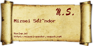 Mizsei Sándor névjegykártya